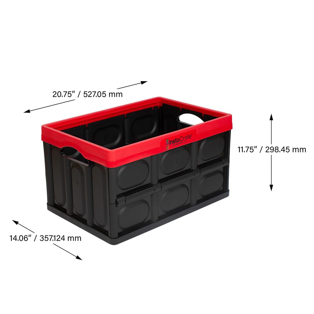 GREENMADE InstaCrate Collapsible Storage Container, 12 gal, Red/Black