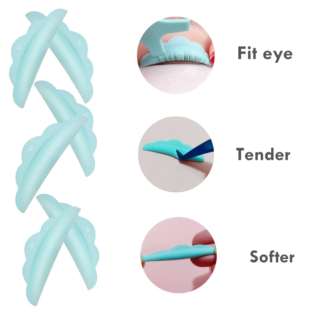 Lash Lift Pads?DIY Eyelash Lift Pads?Eyealsh Perm Rods, Lash Lifting at Home 10 Pcs Sky Blue Pads 5 Size SMM1M2L Reusable Soft Silicone Shields