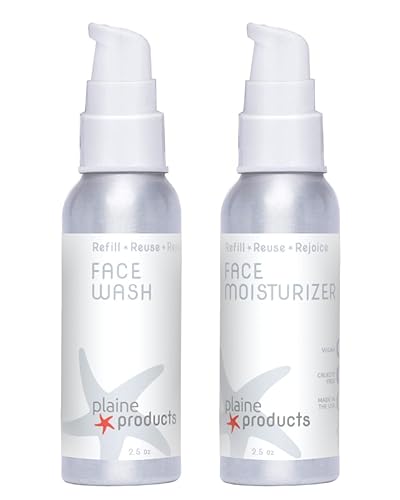 Eco-Friendly Face Wash and Face Moisturizer Set - Sensitive Skin, 2.7 oz (Refillable Bottle with Pump)