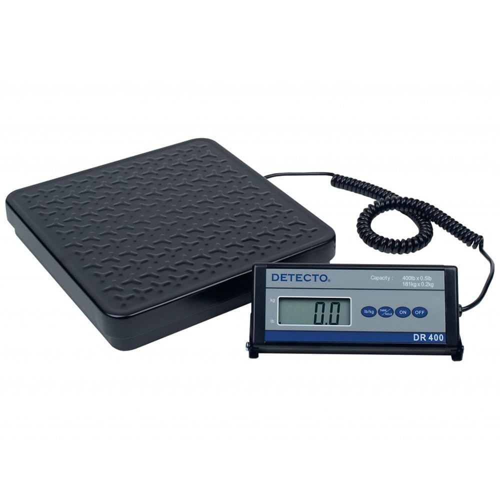 Detecto DR400 Portable Digital Receiving Scale,12" x 12", 400 lb. Capacity