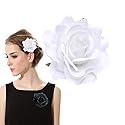 White Rose Flower Hair Clips Flower Brooch Pin Up Mexican Flamenco Dancer Fabric Flowers Headwear Barrette Styling Tools Accessories for Women Girls