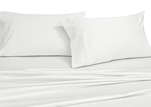 Royal Hotel Bedding Solid White 250-Thread-Count Pair / 2pc Standard Pillowcases Set 100% Cotton, Superior Percale Weave, Crispy Soft, Pillow Cases,