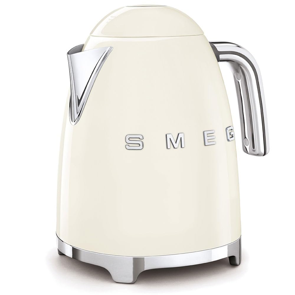 SMEG 50's Retro Style 7 Cup Electric Water Kettle with Automatic Shutoff, Removable Base, and Water Indicator, KLF03CRUS, Cream