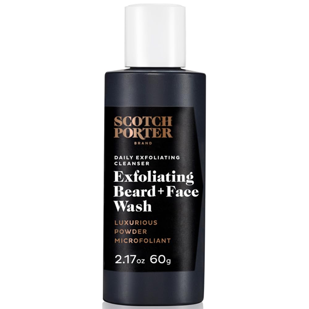Scotch Porter Exfoliating Beard Wash & Face Cleanser for Men, Travel Friendly | Formulated with Non-Toxic Ingredients, Free of Parabens, Sulfates