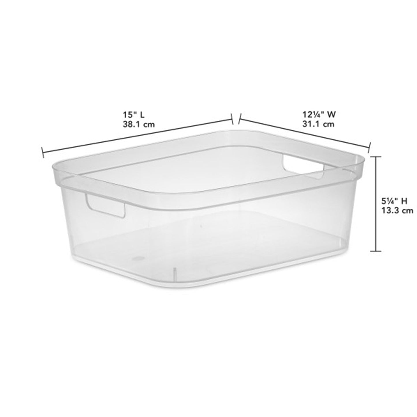 Sterilite 5.25 x 12.25 x 15 Inch Medium Modern Storage Bin w/Comfortable Carry Through Handles & Banded Rim for Household Organization, Clear 8 Pack