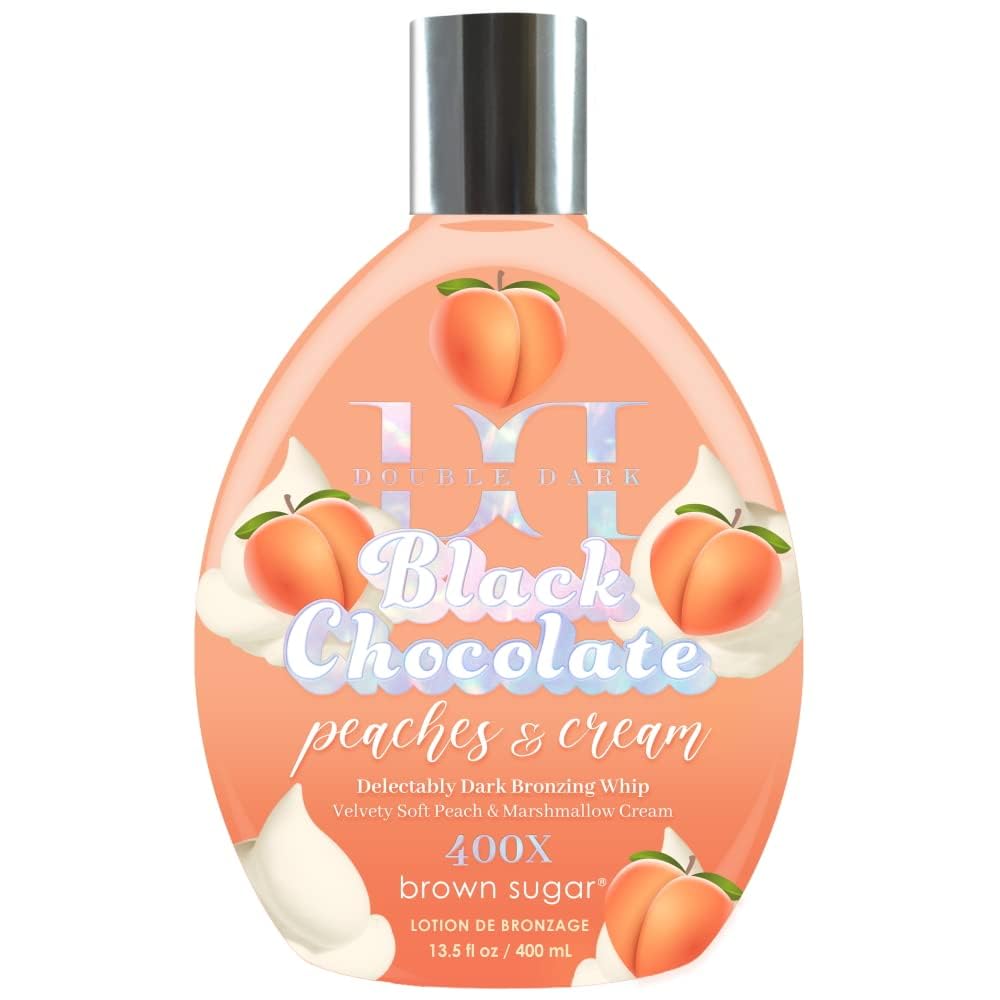 Brown Sugar Peaches & Cream 400X Double Dark Black Chocolate Bronzing Whip Tanning Lotion - Ultra Rich Skin Softening Formula for Deep, Long-Lasting