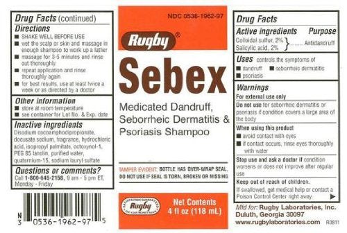 Sebex medicated dandruff Seborrheic Dermatitis & Psoriasis shampoo 4oz by MAJOR RUGBY LABS