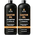 INFINA ESSENTIALS Castor Oil Shampoo and Conditioner Set | 16 fl oz Each | with Batana Oil | Strengthening, Thickening & Hydrating Formula | Supports