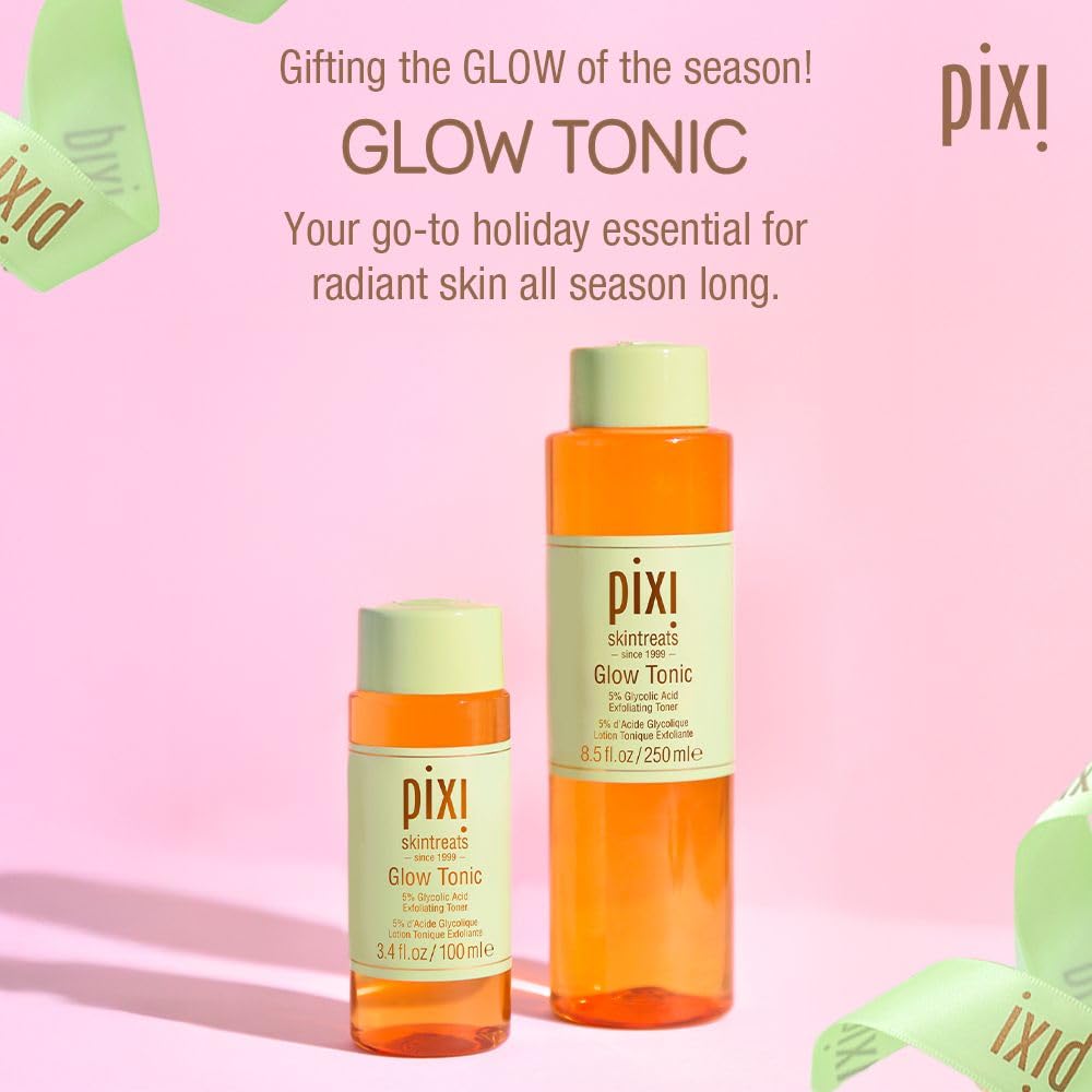 Pixi Glow Tonic Balancing Face Toner Glycolic Acid for Radiant Skin and Daily Brightening (8.5 fl oz / 250 ml)