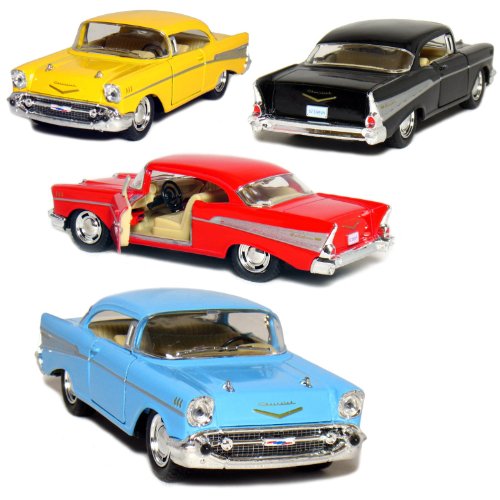 KiNSMART 1957 Chevy Bel Air Coupe 1:40 Scale 5" Die Cast Metal Classic Toy Car (4Set)