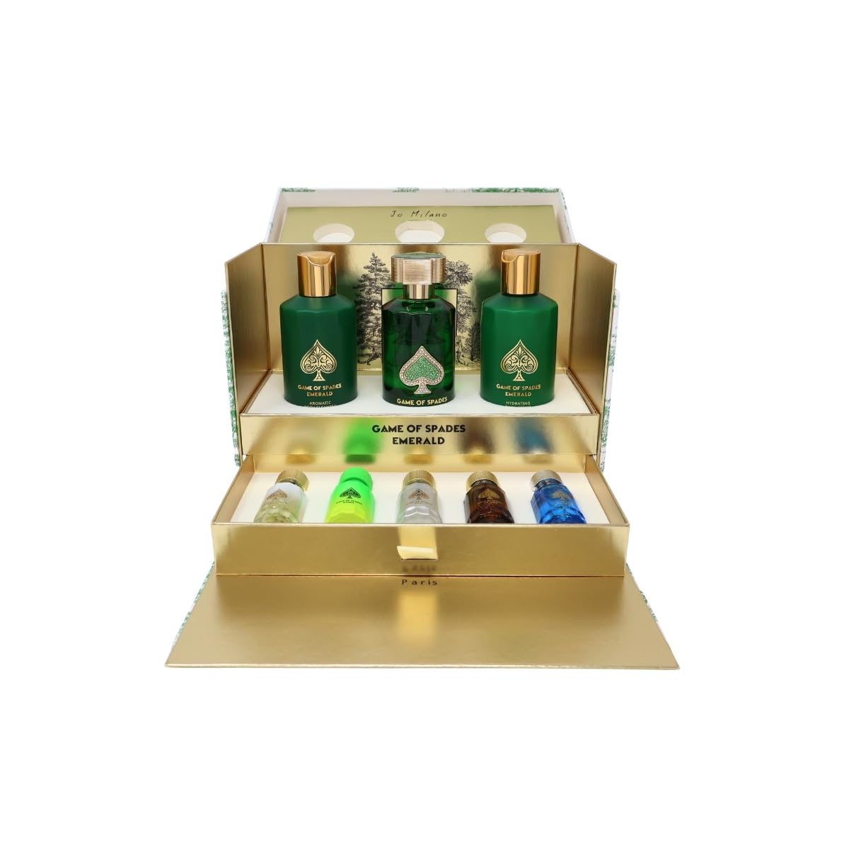 Jo Milano Diamond Edition Paris Game of Spades EMERALD 8PCS GIFT SET spray for Unisex (FRAGRANCE EXPERT'S EXCLUSIVE)