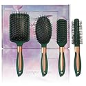 4 Pcs Hair Brush Set,Anti Static Massage Oval Comb,Detangling Brush Round Hair Brush Vent Hair Brush,Flexible Soft Pin Bristles for Long Thick Curly