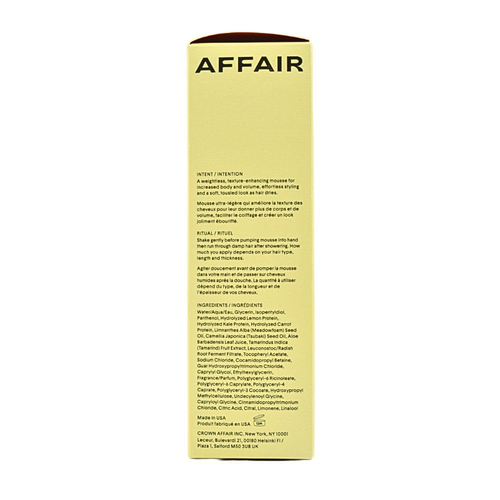 CROWN AFFAIR The Texturizing Air Dry Hair Mousse, Weightless Foam for Waves, Volume & Definition, Curl Enhancing & Non-Crunchy, 5.1 oz / 150 mL