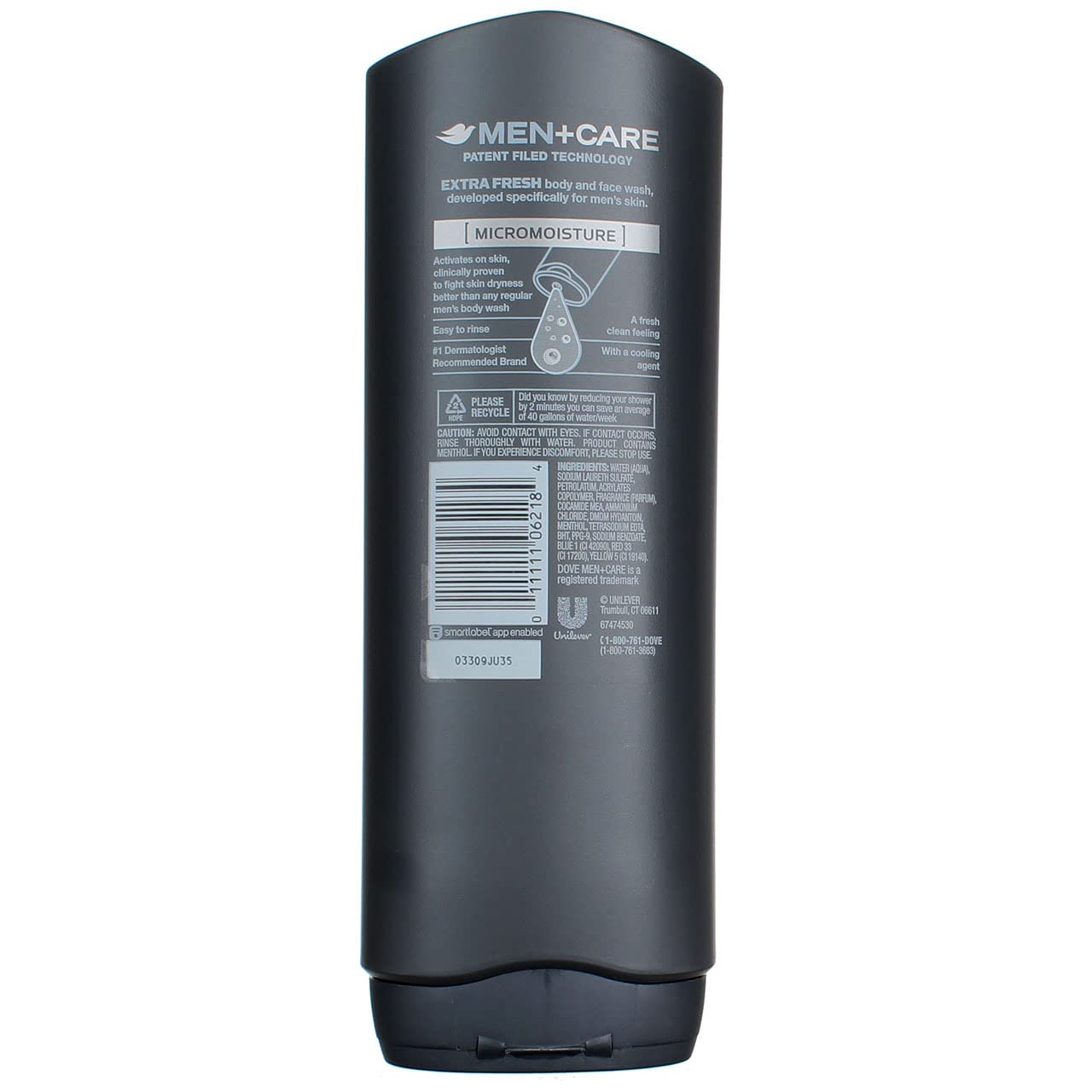 Dove Men +Care Body and Face Wash, Extra Fresh, Clean Comfort, 18 Oz