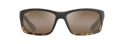 Maui Jim Men's and Women's Kanaio Coast Polarized Wrap Sunglasses, Matte Tortoise Ombre/HCL® Bronze, Medium