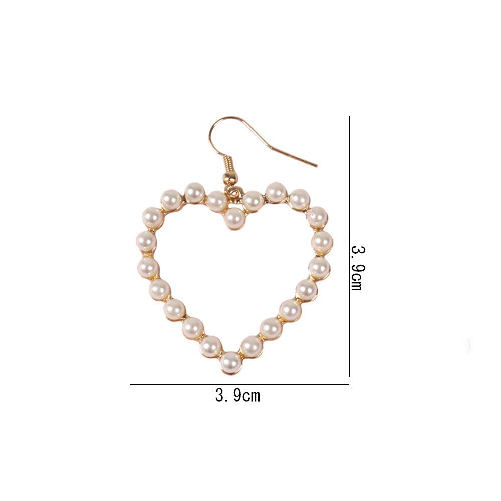 DoubleNine Wedding Bridal Earrings Clips No Piercing Heart Hoop Cute Beads Gold Minimal Love Sweet Jewelry for Women Girls