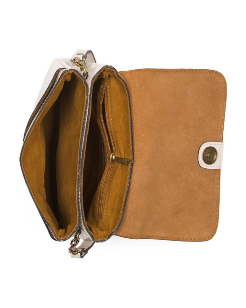 Patricia Nash Leather Balluri Flap Multi-pock Crossbody Handbag (Chalk White)