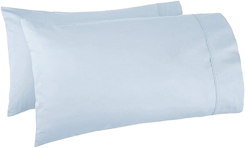 Kamas Egyptian Cotton Sateen Weave Pack of 2 Extra Large Pillowcase to Fit Your Oversized Pancake Large Huge & Gusseted Pillows (Light Blue, Queen