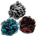Loofah Bath Shower Sponge Body Scrubber,Extra Large 75g XL Exfoliate Mesh Pouf Shower Bouquet,3 Pack Body Wash for Women and Men