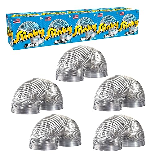 Slinky Jr. The Original Walking Spring Toy, 5-Pack Small Metal Slinkys