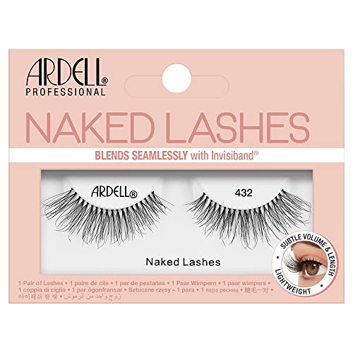 Ardell Naked Lashes Natural 432 with Invisiband - Lightweight, Natural False Eyelashes, Soft Volume Strip Lashes, 1 Pair