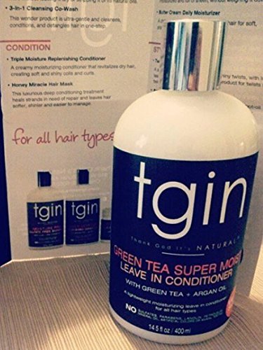 tgin Green Tea Super Moist Leave In Conditioner - Lightweight Leave In Conditioner for Curly Hair - Hydrates, Controls Frizz & Enhances Manageability