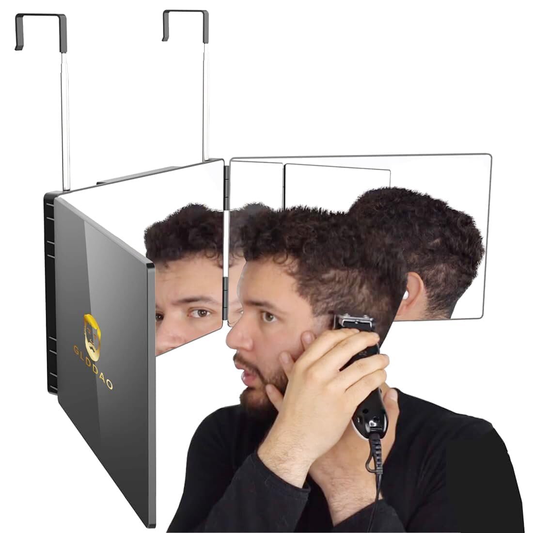 GLDDAO 360 Mirror for Haircuts for Men for Women for Braiding Hair Trifold 3 Way Mirror to See Back of Head Barber Haircut Tool Three Way for Hair