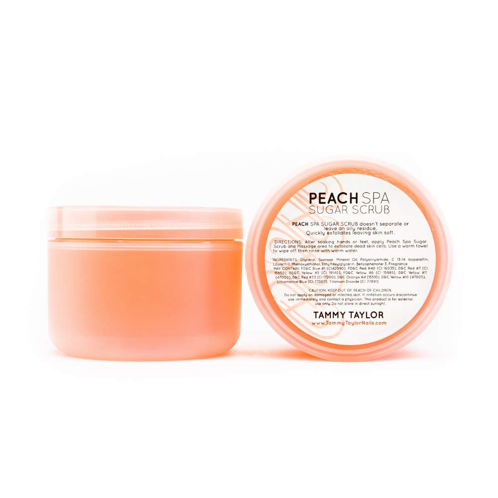 Tammy Taylor Natural Sugar Scrub for Body, Hands, Elbows, Knees, Heels and Feet, Peach Spa Essential Oil Exfoliating Body Scrub for Women and Men