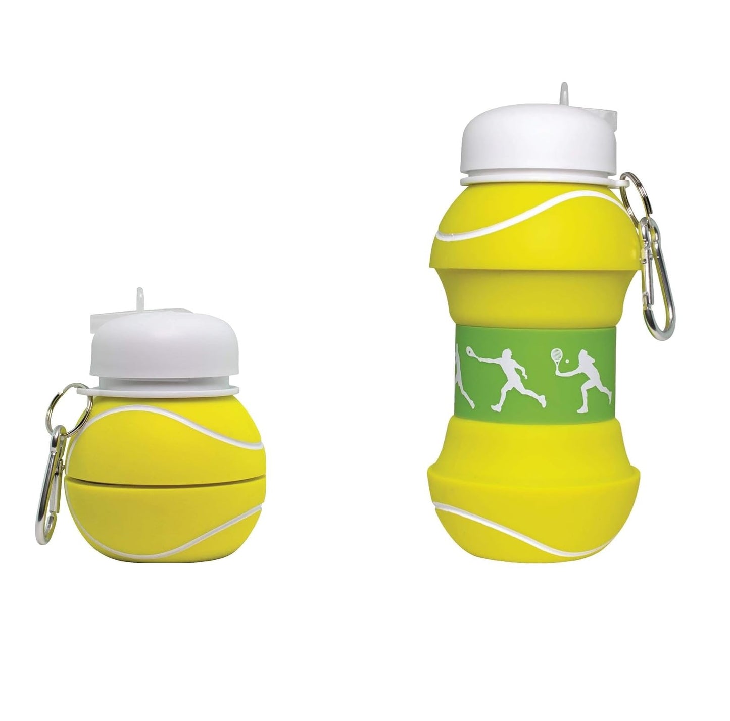 Maccabi Art Clip-On Collapsible BPA-Free Silicone Tennis Ball Water Bottle for Kids, 18 Oz. Size