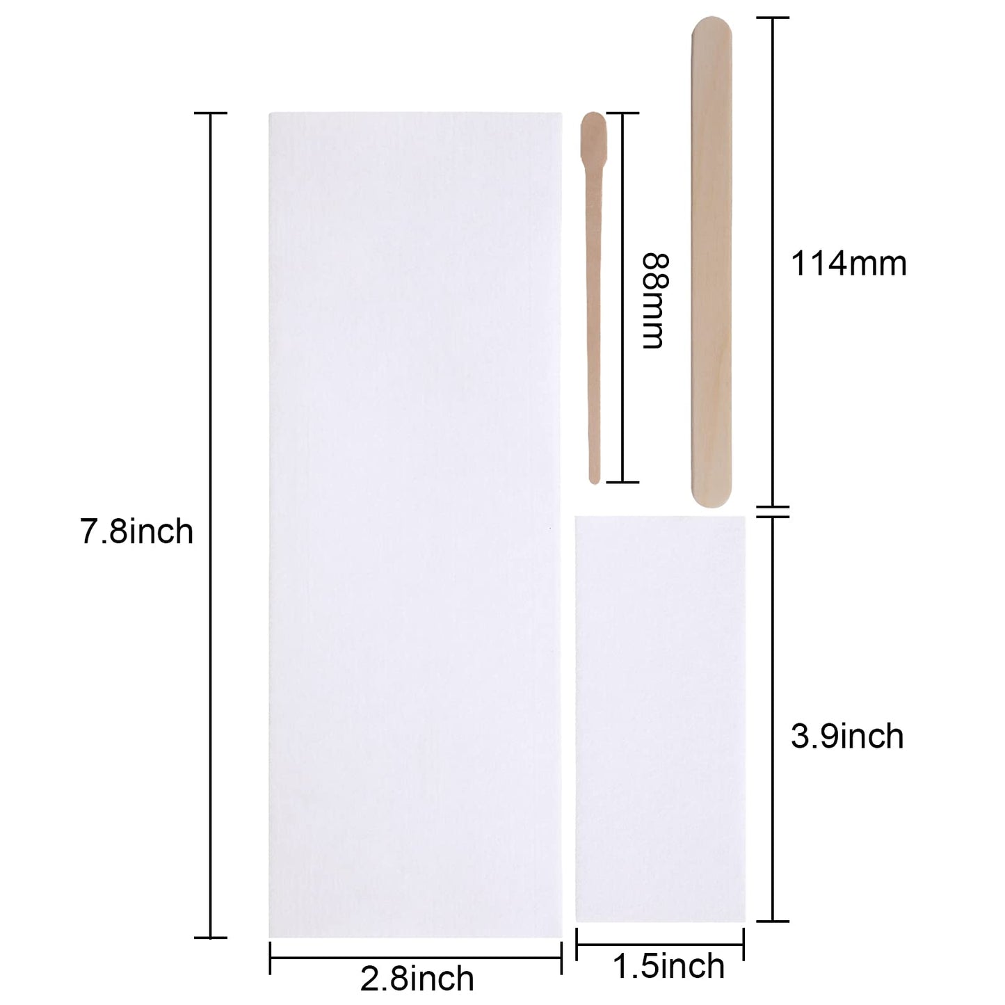 Yaomiao Wax Strips Kit, 250 Pieces Includes Waxing Strips and Smooth Wax Applicator Sticks for Women Men Body Skin Hair Removal (White)