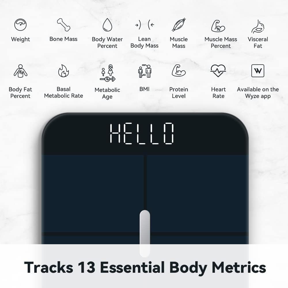 Wyze Smart Scale X - Digital Bathroom Scale for Body Weight, BMI, Body Fat, Muscle Mass, Heart Rate Monitor | Sync with Health Apps | for People…