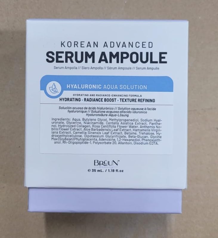 BRÜUN HY - Control Hyaluronic Aqua Solution Ampoule - A Korean Serum Booster for Face to Use as a Skin Care Serum 1.18 fl.oz