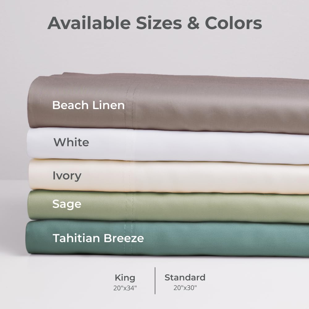 Cariloha Classic 2-Piece Twill Pillowcase Set | White | Standard | Viscose Material | Allergy Resistant, Naturally Thermal-Regulating, and Extra Soft