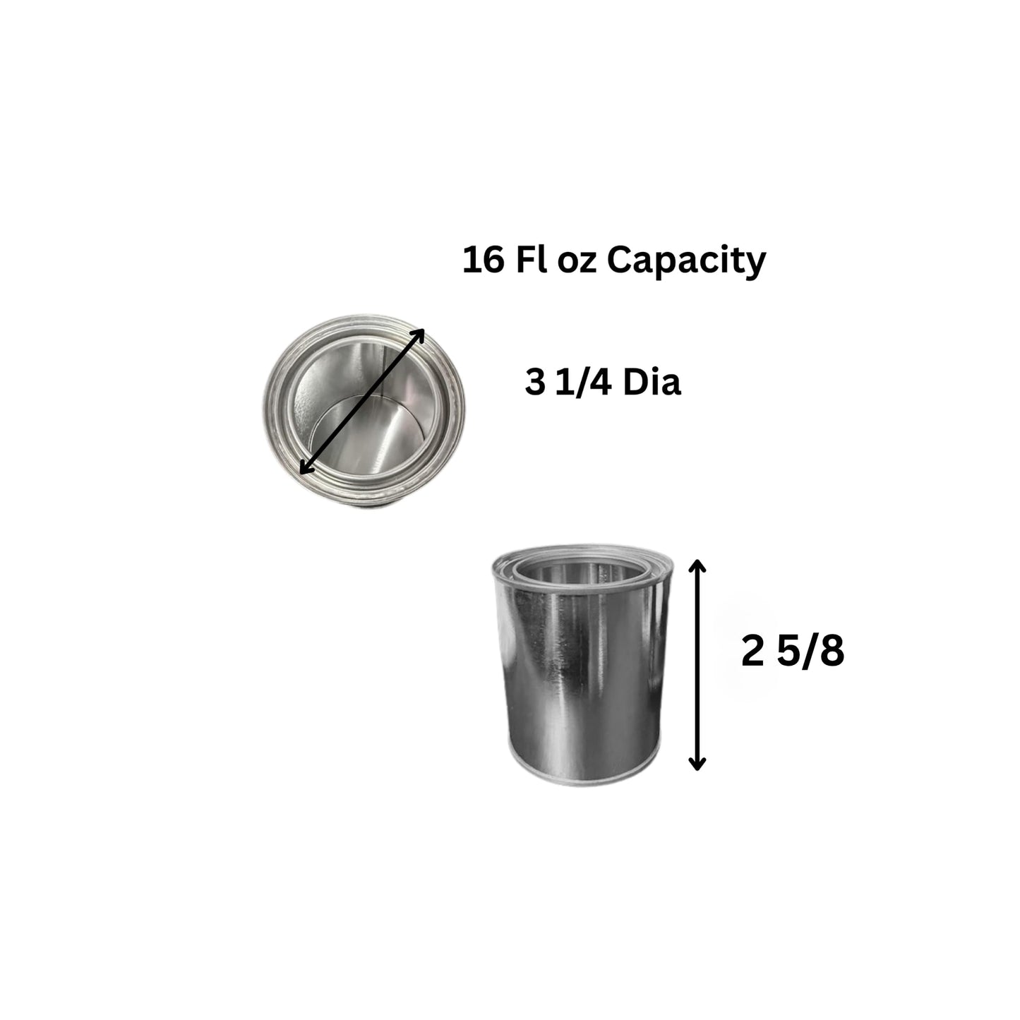 Blysk Empty Metal Cans with Lids - 16 oz/Pint Size, Unlined, Airtight Seal, Can Opener Included 6 Pack