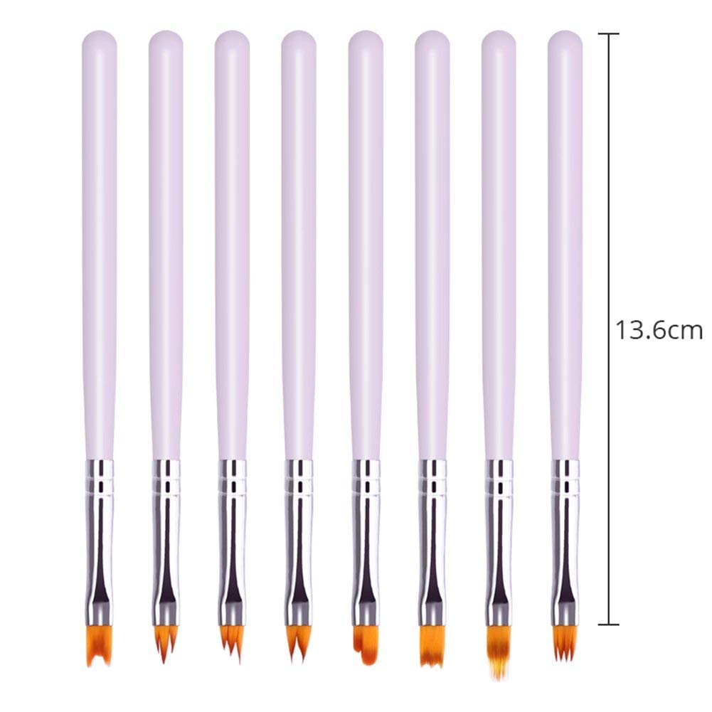 8 Pcs Premium Nail Brush Pens with Wooden Handle - UV Gel Art Gradient & Flower Design Tools for Professional Manicure, Perfect Valentine’s Gift