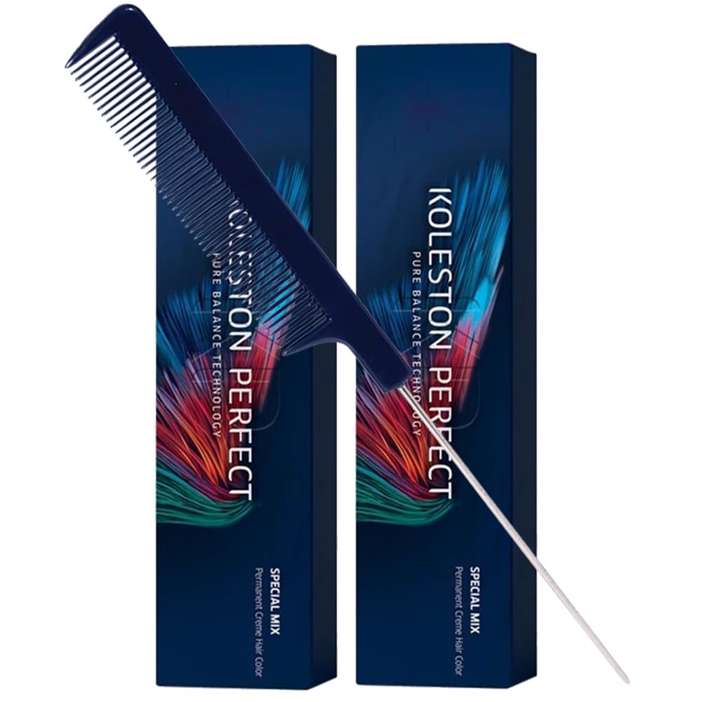 Koleston Perfect ME+ 0/88 Intense Pearl Permanent Hair Color Creme 2 Ounce (Pack of 2) With Pin Tail Comb - Use with Welloxon Perfect Developer
