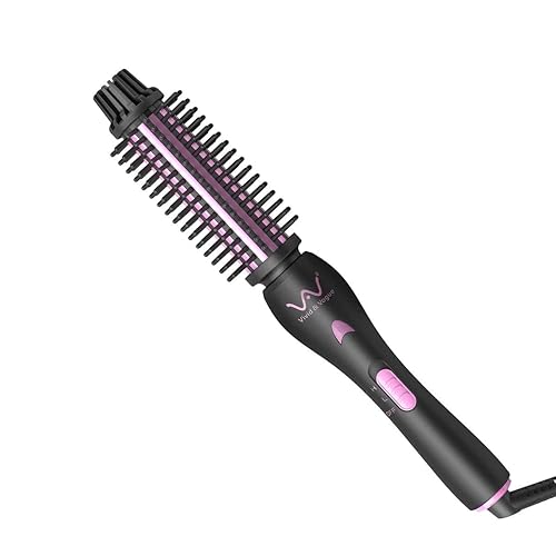2IN1 Hair Brush Iron Professional Ceramic Hair Curling Iron/Straightener,Anti-Scald Nylon Bristles,Negative Ionic Dual Voltage for Travel,Curls