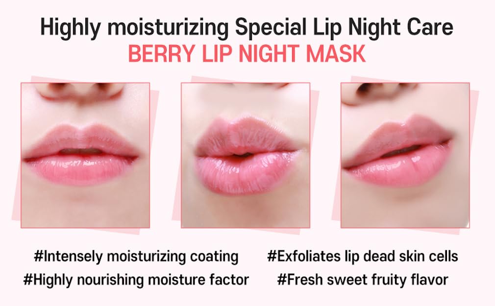 Lip Sleeping Mask Pomegranate 5g (3 Set) - Korean Beauty lips all day long, Lip gloss
