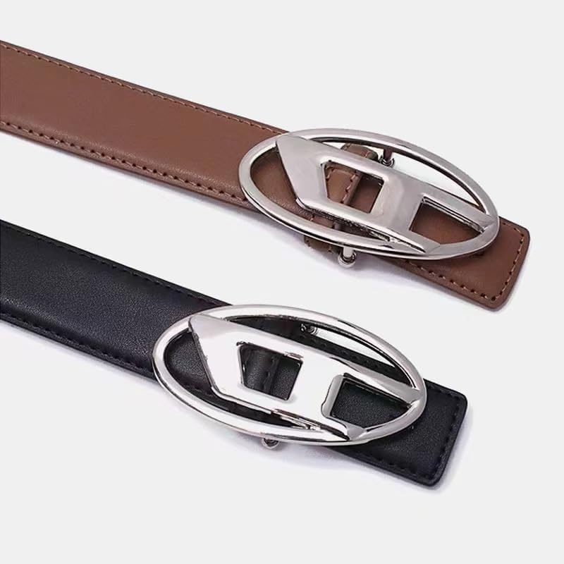 MOLERFO D-Ring Punk Rock Belt for Women: Y2K PU Leather Gothic Belt W/Metal Snap Buckle, Adjustable for Jeans, Dresses (Black)