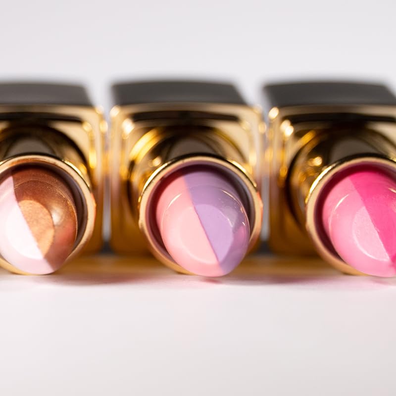 L'Paige Split-Stick Lipstick - Pink/Frost, Dual-Sided Aloe Vera Moisturizing Formula, Long-Lasting Split-Tone Frosted Satin Finish, Hydrating Smooth