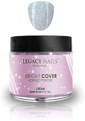 Legacy Nails Professional Bright Cover Full Coverage Color, CREAM 2 oz Acrylic Powder With Shimmer, Shine for Overlay Nail Extensions Beauty & Personal Care LEGACY NAILS