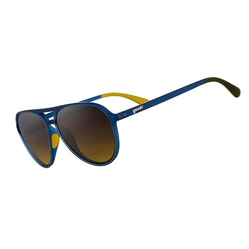 goodr Frequent Skymall Shoppers Polarized Aviator Sunglasses, Large Sized (Mach G), Navy Frame with Amber Gradient Lens, Dark to Light Tint, UV400