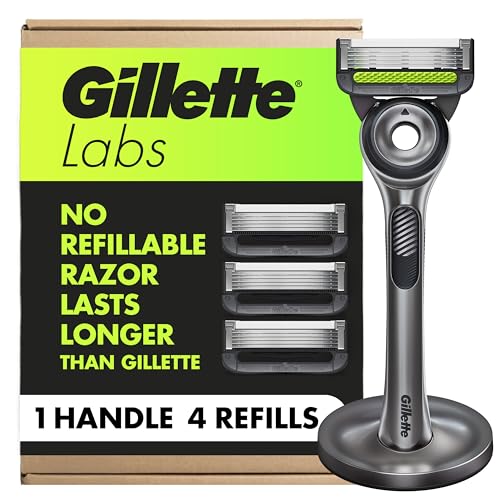 Gillette Labs Razor for Men, 1 Handle, 4 Blade Refills, Magnetic Stand Beauty and Personal Care Gillette Default Title