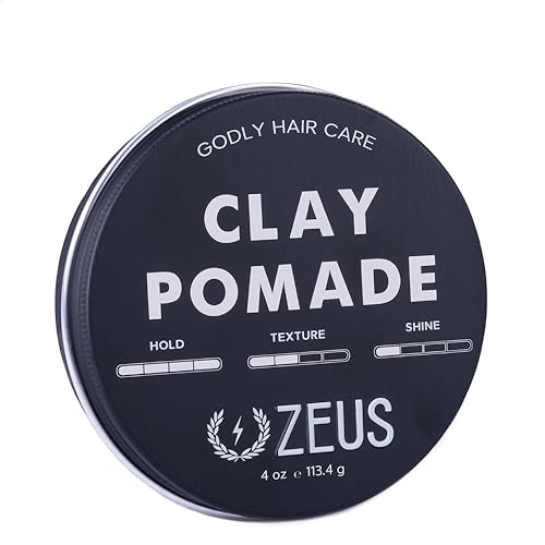 ZEUS Clay Pomade for Men, Matte Finish, Water Soluble & Extra Firm Hold Hair Styling Clay Pomade - MADE IN USA (4 oz.)