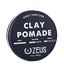 ZEUS Clay Pomade for Men, Matte Finish, Water Soluble & Extra Firm Hold Hair Styling Clay Pomade - MADE IN USA (4 oz.)