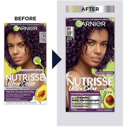 Garnier Nourishing Hair Color Creme, P1 Deepest Intense Purple, 2 Pack