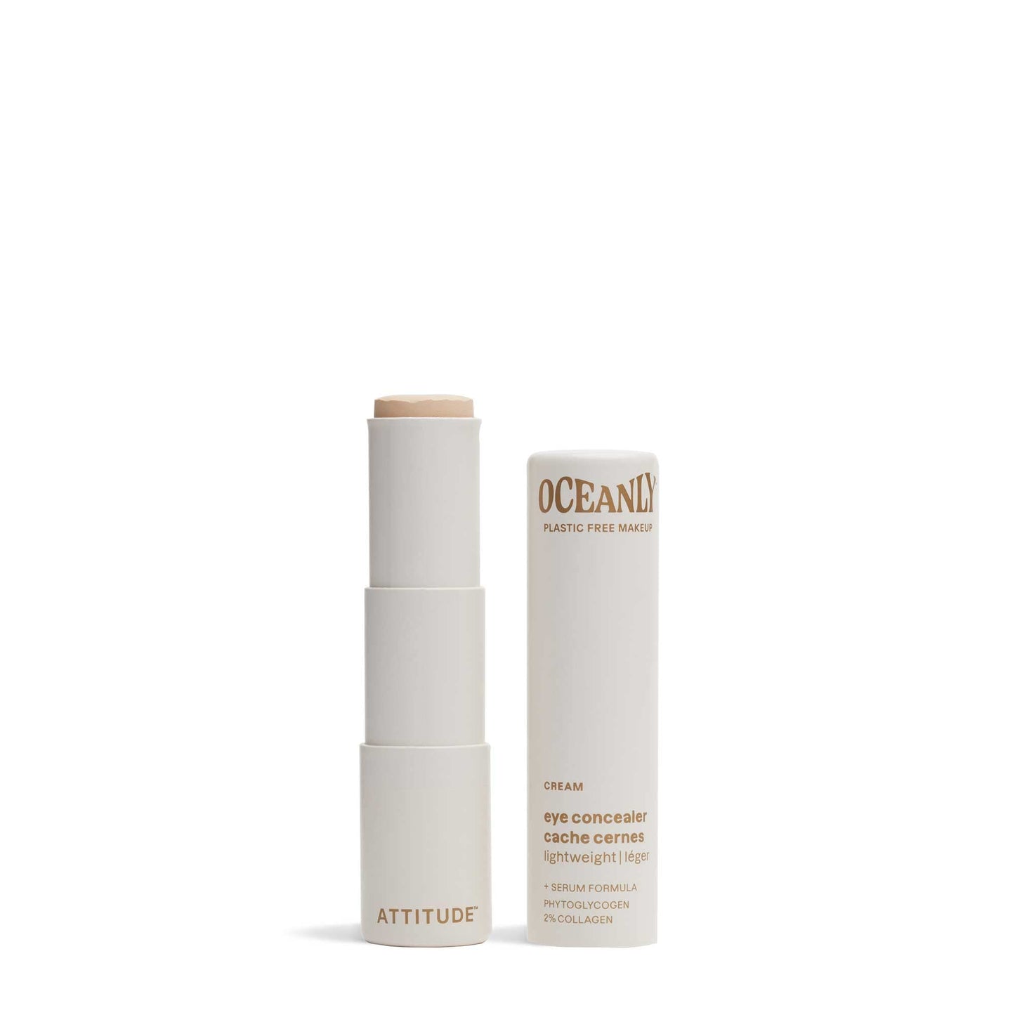ATTITUDE Oceanly Light Coverage Under Eye Concealer Stick, Titanium Dioxide-Free, EWG Verified, Plastic-Free, Vegan & Cruelty-free Makeup, Cream, 0.2