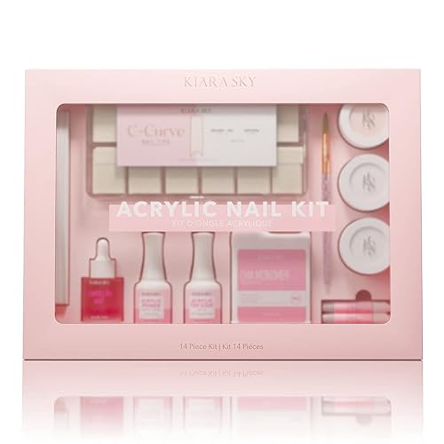 Kiara Sky 14 Piece Acrylic Nail Starter Kit (Includes EMA Monomer, Top Coat, Primer)