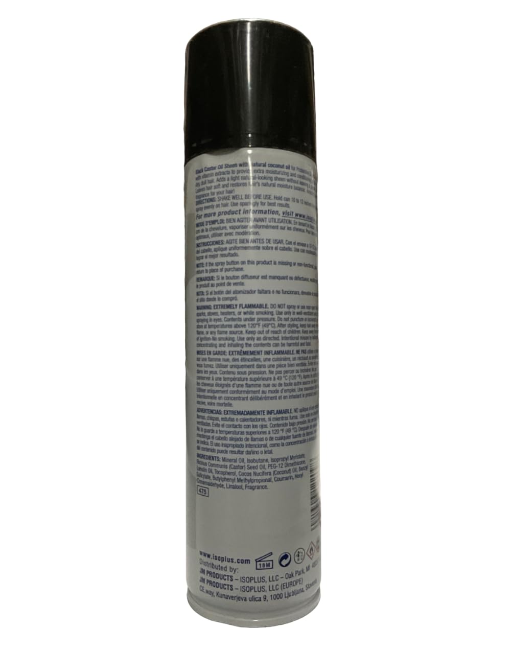 Isoplus Black Castor Oil Sheen Spray with Coconut Oil, 9 Oz.