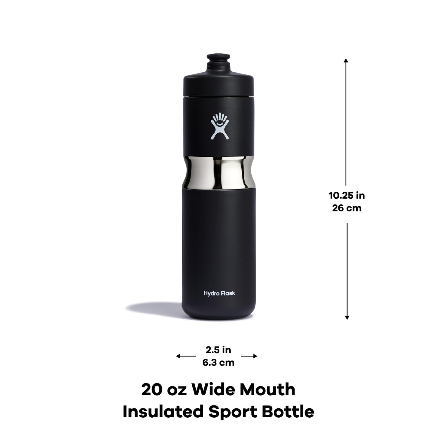 Hydro Flask 20 oz Wide Mouth Sport Cap Stainless Steel Reusable Water Bottle Indigo - Vacuum Insulated, Dishwasher Safe, BPA-Free, Non-Toxic